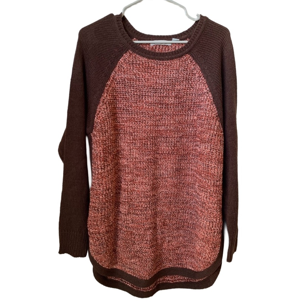 JASON MAXWELL Women’s Orange Pink Brown Heather Long Solid Brown Sleeve Sweater